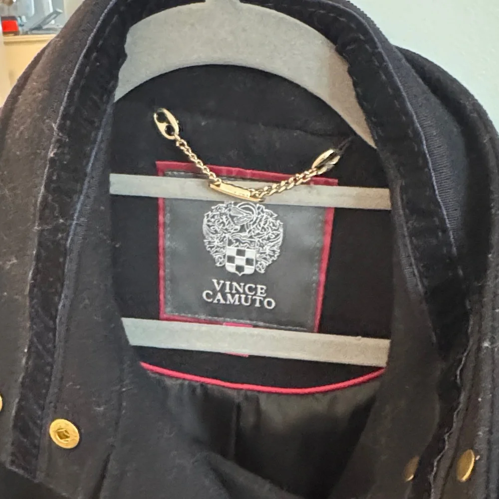 Vince Camuto Black Pea Coat with Gold Buttons - Picture 2 of 2